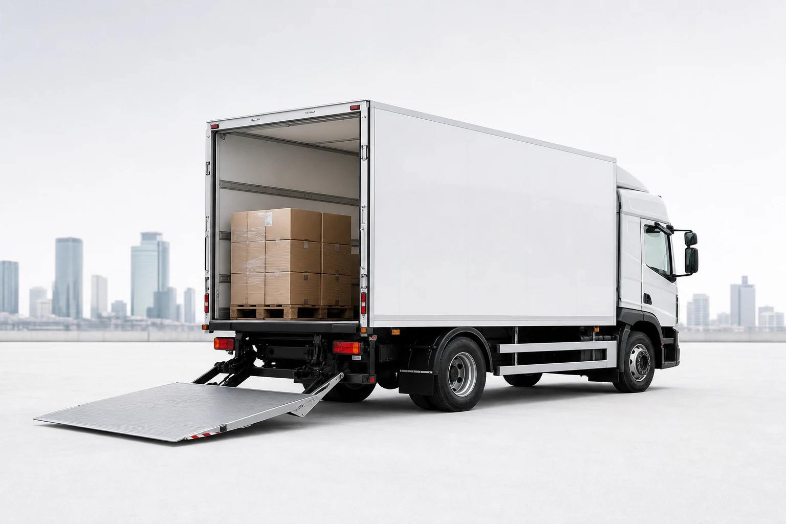 Auto dostawcze z paletami przy magazynie — transport B2B Wrocław